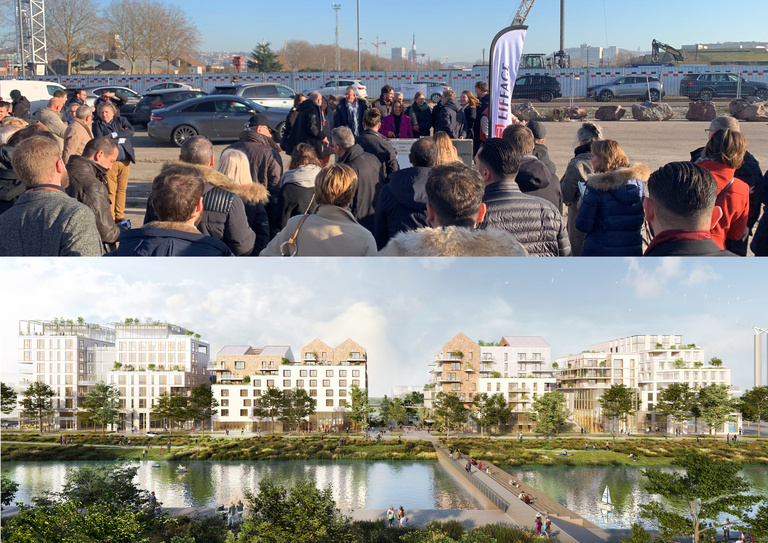 Atelier des Deux Anges - Première pierre, Projet Gaia Quartier Flaubert, Rouen