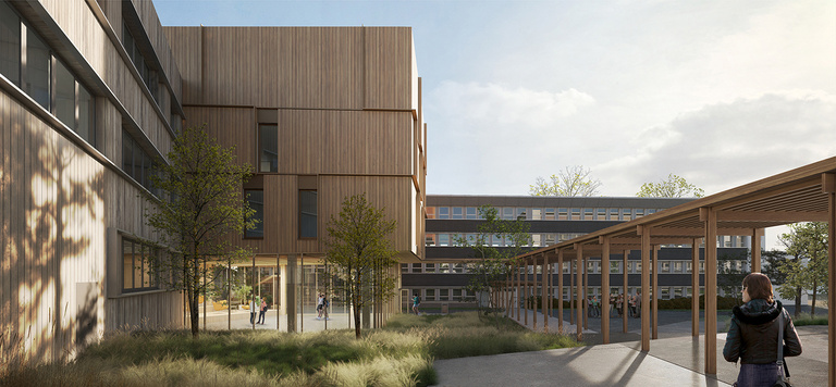 Atelier des Deux Anges - Lauréat concours reconstruction batiment de sciences et création d'un foyer de vie du Lycée Jean Rostand, Caen